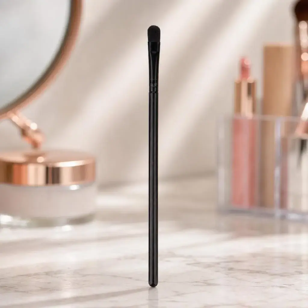 Pensula Plata de Machiaj, din Par Sintetic, pentru Detalii, 16 cm, Negru (4)
