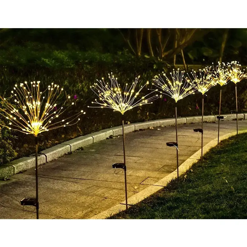 Lampa solara sub forma de artificii, 120 LED-uri, alb cald (3)