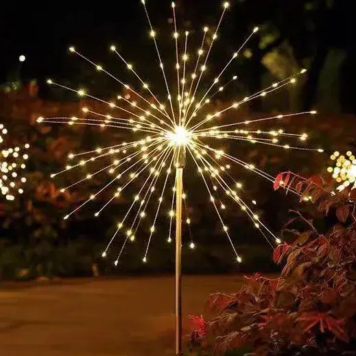 Lampa solara sub forma de artificii, 120 LED-uri, alb cald (6)