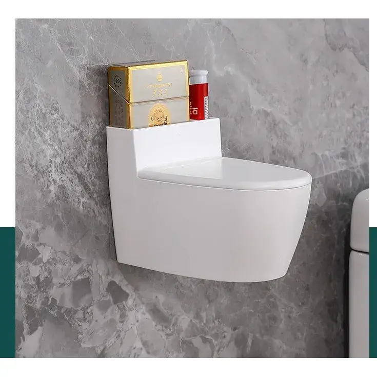 Scrumiera creativa, Forma de Toaleta, Capac Alb, Material ABS si Otel Inoxidabil, 12.5 x 9.8 x 8.4 cm, Fixare prin Lipire sau De Sine Statator, pentru Baie, Camera, Bucatarie, Balcon, Alb (4)