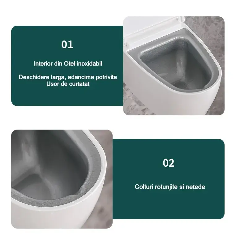 Scrumiera creativa, Forma de Toaleta, Capac Alb, Material ABS si Otel Inoxidabil, 12.5 x 9.8 x 8.4 cm, Fixare prin Lipire sau De Sine Statator, pentru Baie, Camera, Bucatarie, Balcon, Alb (8)