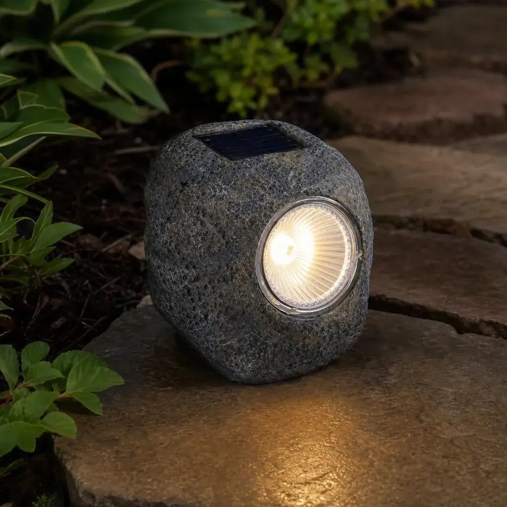 Lampa Solara pentru Gazon, Model Piatra Decorativa, Alimentare Solara, Iluminare pentru Exterior, pentru Gradina, Curte si Terasa (4)