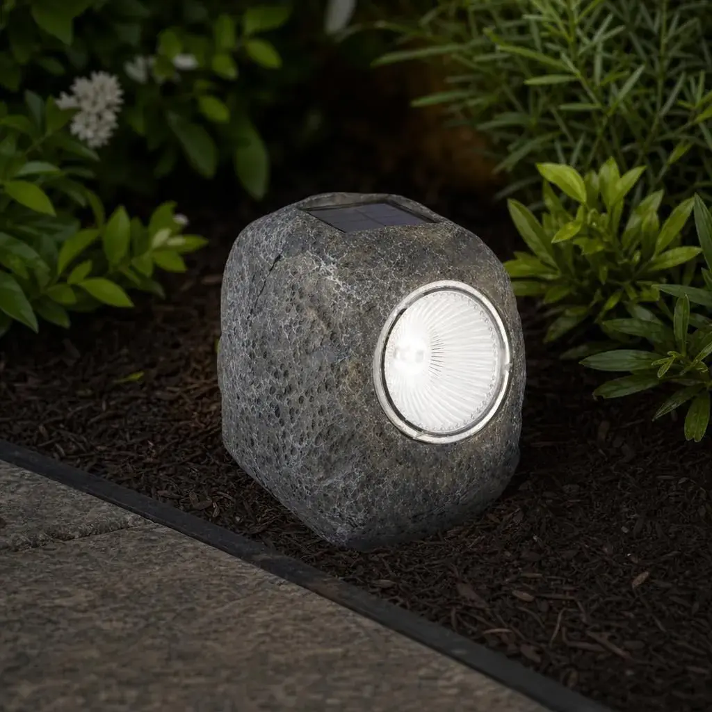 Lampa Solara pentru Gazon, Model Piatra Decorativa, Alimentare Solara, Iluminare pentru Exterior, pentru Gradina, Curte si Terasa (5)