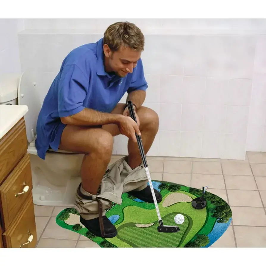 Covoras de Baie, Model Teren de Golf, Interactiv, +14 Ani, din PVC, 80 x 69 cm, Verde (2)