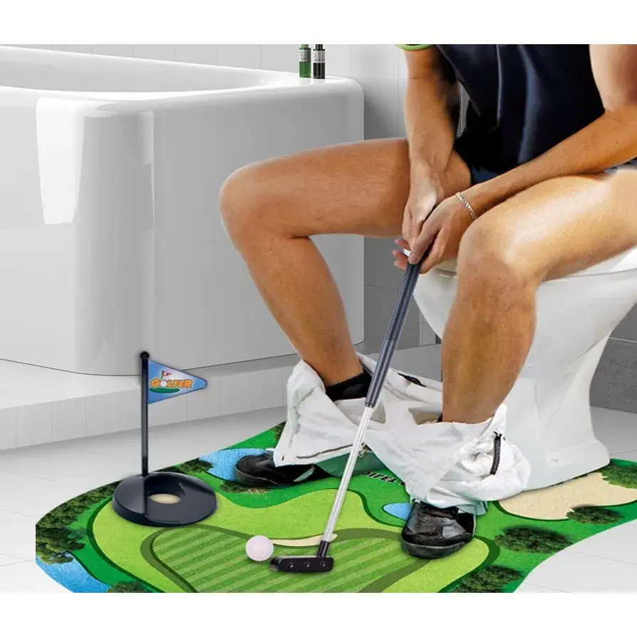 Covoras de Baie, Model Teren de Golf, Interactiv, +14 Ani, din PVC, 80 x 69 cm, Verde (3)