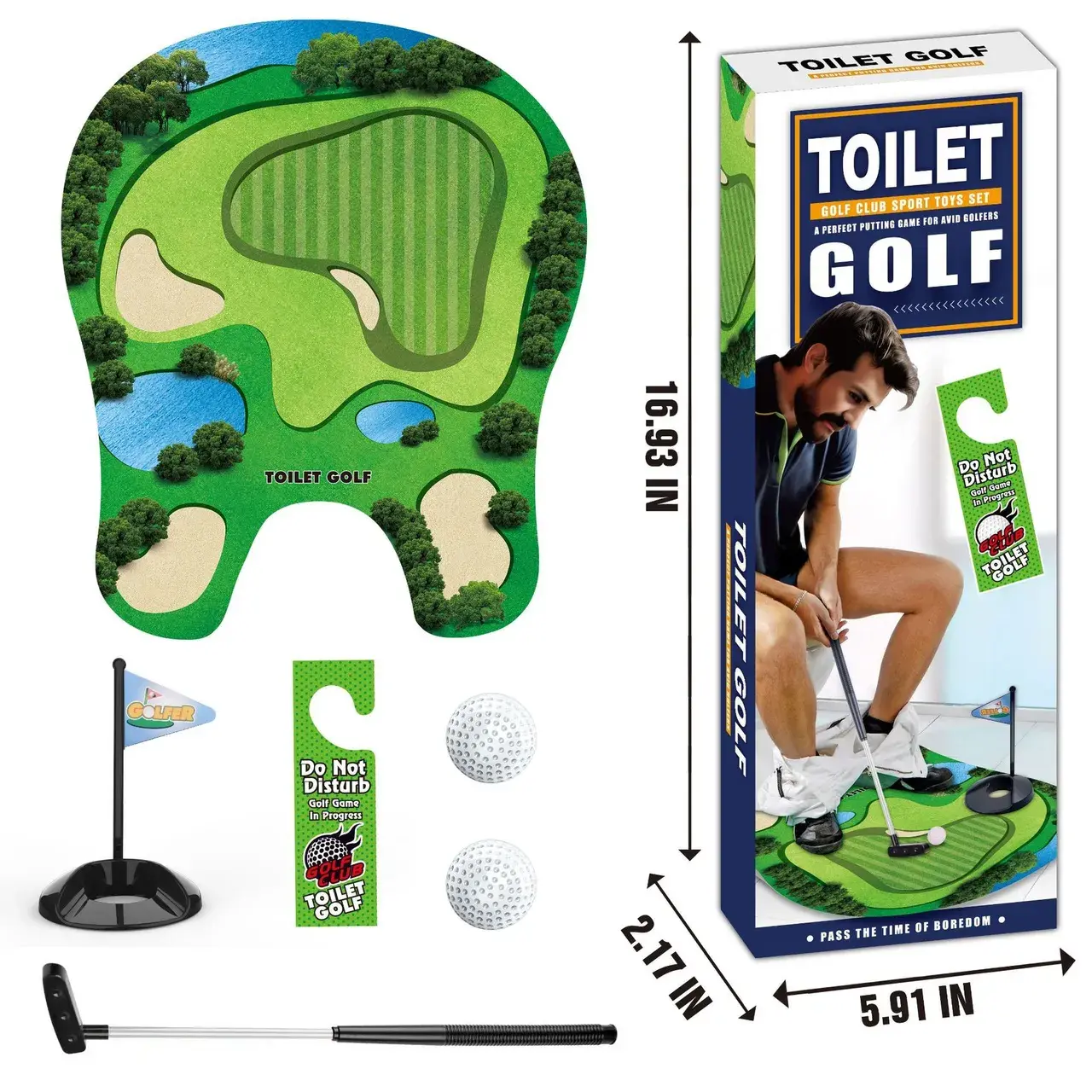 Covoras de Baie, Model Teren de Golf, Interactiv, +14 Ani, din PVC, 80 x 69 cm, Verde (4)