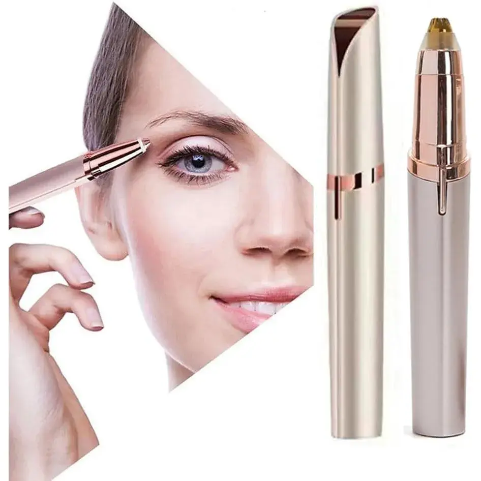 Trimmer Facial pentru Sprâncene și Păr Facial, Reîncărcabil USB, Design Compact, ABS, 1.5 x 13 cm, Sampanie (2)