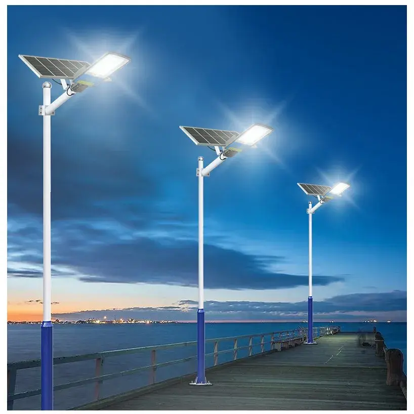 Lampa solara stradala, IP66, senzor de lumina, 120 LED-uri SMD, 1800 lm, panou 20W, putere 100W, autonomie 12-16 ore, telecomanda, montare prin fixare, pentru strada sau gradina, finisaj mat, material ABS, 49 x 21 x 5.5 cm, gri (7)