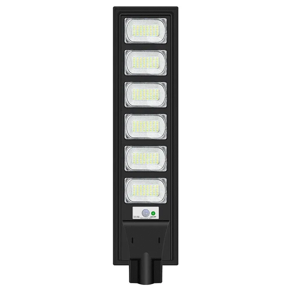 Lampa solara stradala, cu telecomanda, senzor de miscare si lumina, suport prindere, 288 LED-uri, IP65, ABS, 15AH, 300W, temperatura culoare 6500K, 79x18.8x5 cm, autonomie 10-12 ore, negru