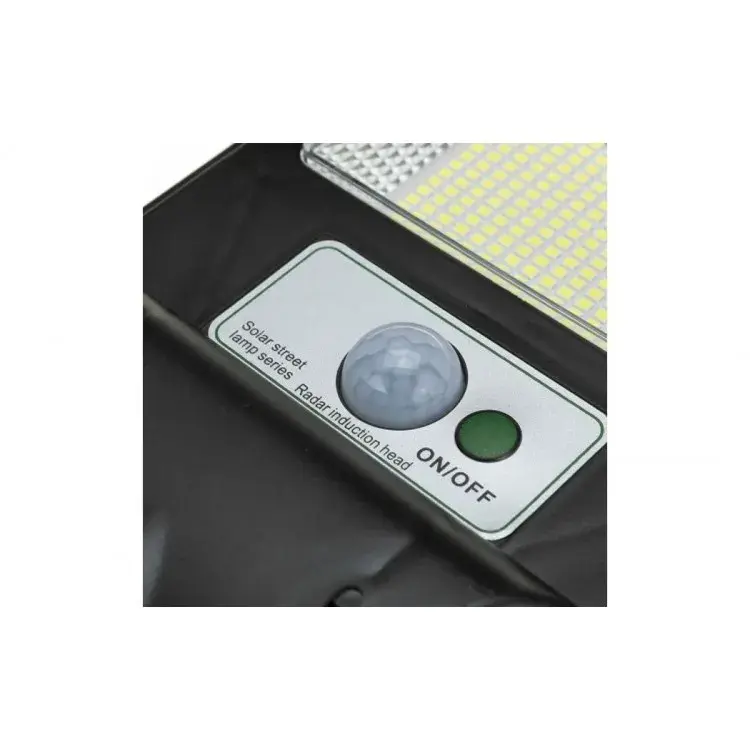 Lampa solara stradala, cu telecomanda, senzor de miscare si lumina, suport prindere, 288 LED-uri, IP65, ABS, 15AH, 300W, temperatura culoare 6500K, 79x18.8x5 cm, autonomie 10-12 ore, negru (5)