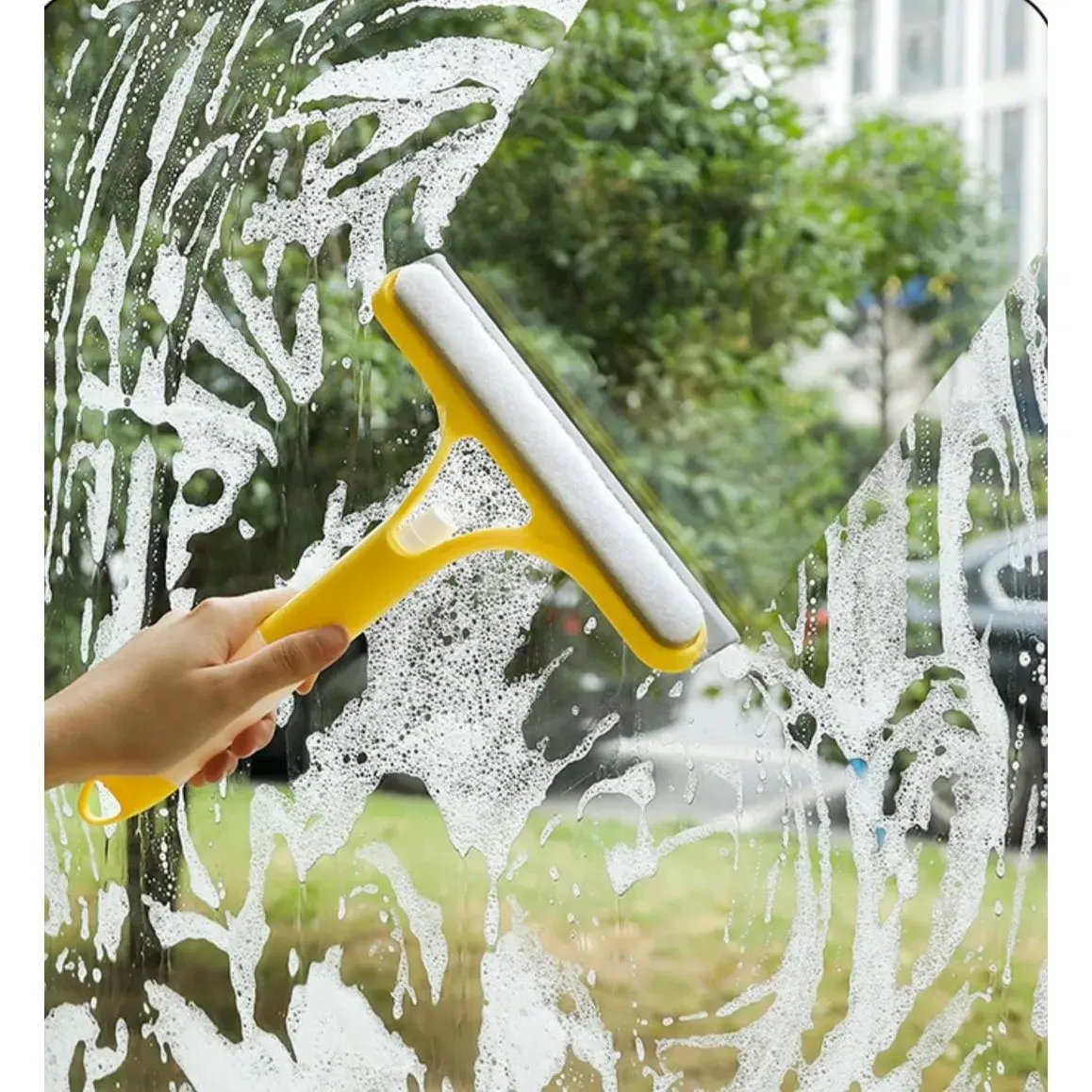 Racleta de Curatare 3 in 1, Multifunctional, Pentru Casa si Masina, Pulverizator de Spray, Racleta din Silicon si Burete, 21.5 x 25.7 cm (5)