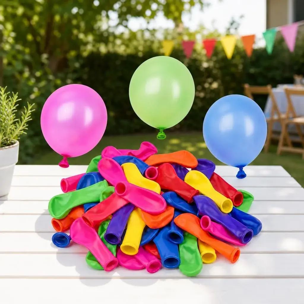 Set Baloane pentru Apa, Set 100 Bucati, Design Practic si Material Rezistent, Distractie in Aer Liber, Joaca Activa si Racorire in Zilele de Vara, Ideal pentru Copii, Curte, Plaja, Piscina si Jocuri de Vara, Dimensiuni 5CM (5)