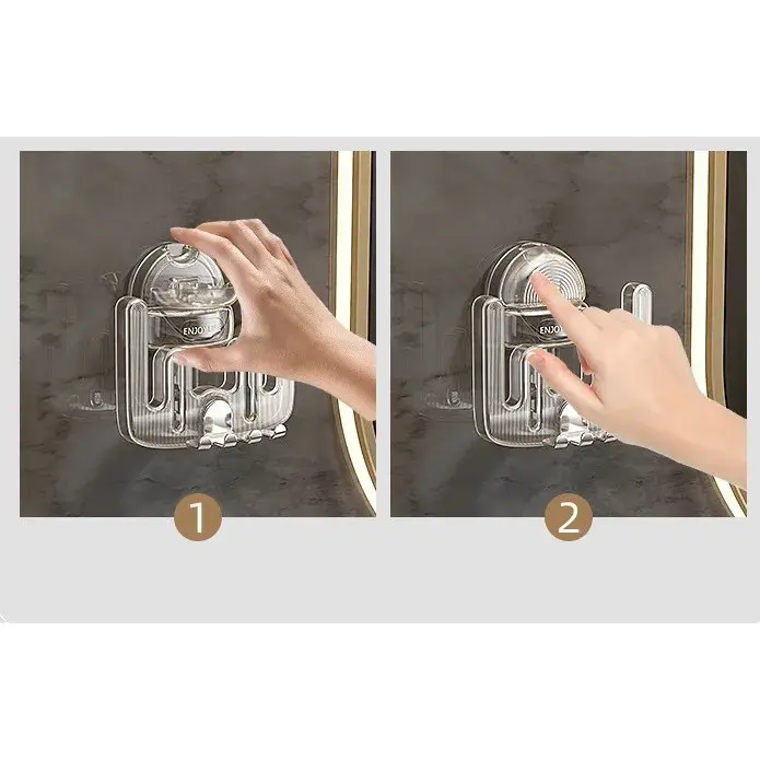Suport Multifunctional Dublu, Pahar si Suport pentru Periuta de Dinti, Plastic, 11 cm x 11.5 cm, Transparent (4)