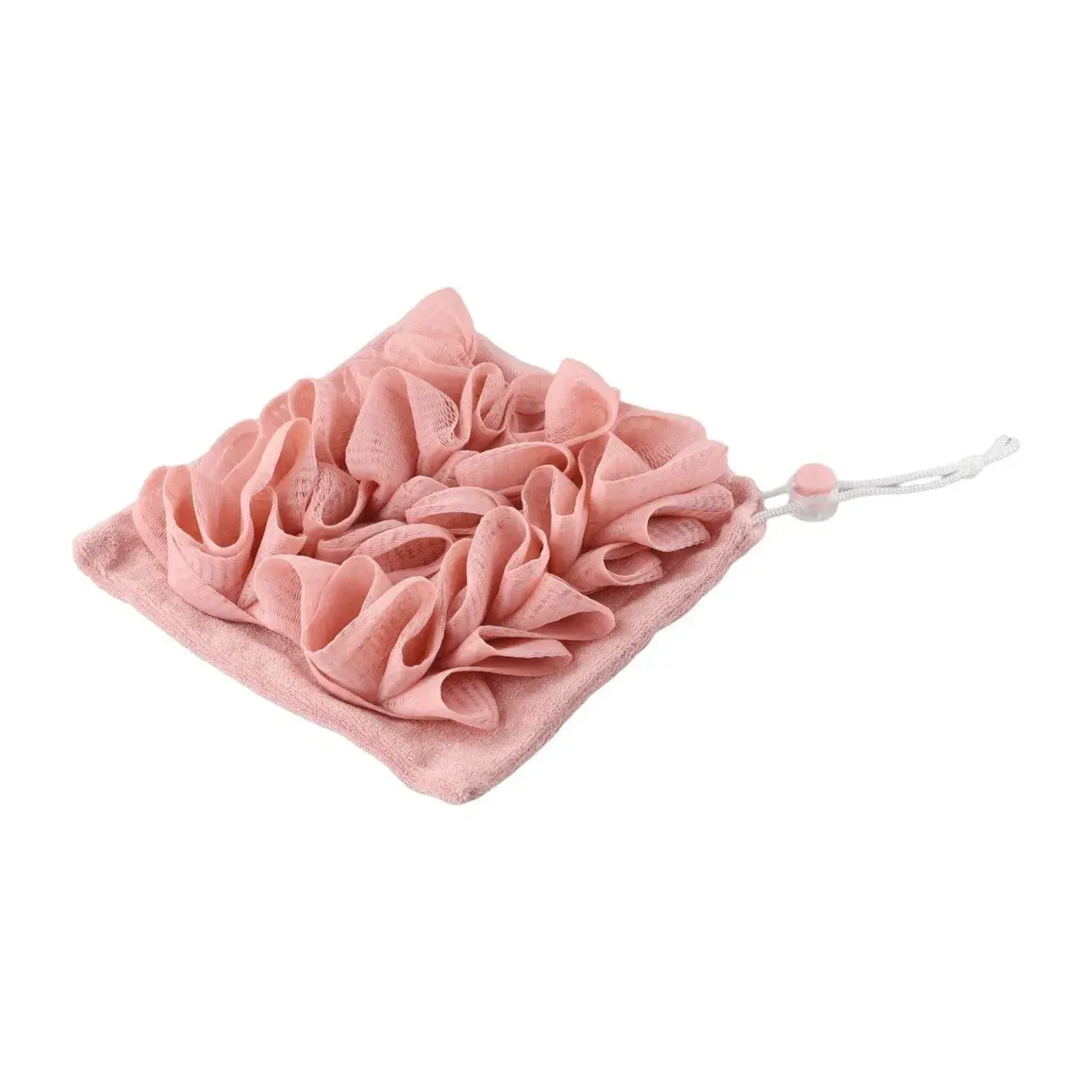 Prosop de Baie, 2in1, cu Burete din Plasa, 17 x 17 cm, Roz (2)