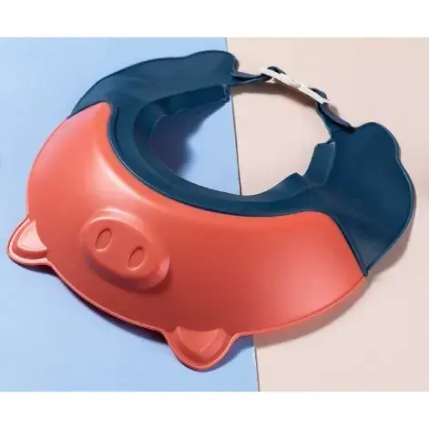 Viziera de Protectie Baie Pentru Copii, Fippy, Model Purcelus, Dimensiune ajustabila, Durabil, Usor de curatat, Impotriva Samponului, pentru Ochi si Urechi, TPE+PP, 23x23 cm, Rosu (5)