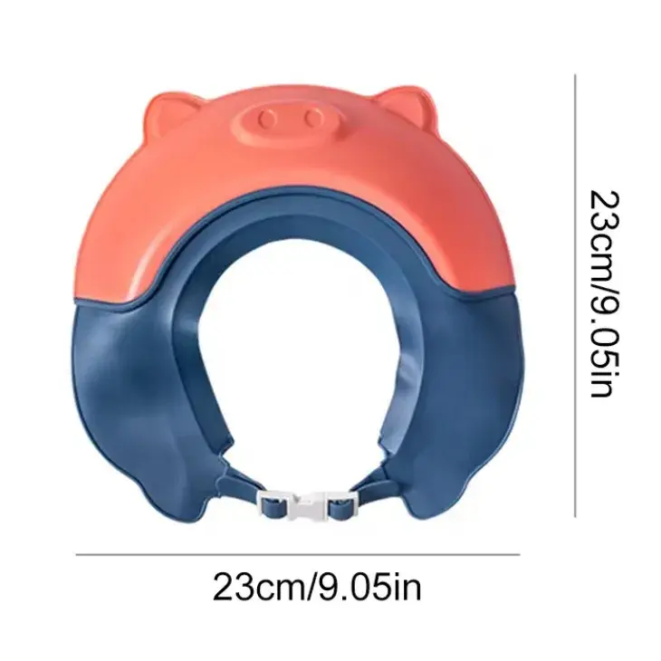 Viziera de Protectie Baie Pentru Copii, Fippy, Model Purcelus, Dimensiune ajustabila, Durabil, Usor de curatat, Impotriva Samponului, pentru Ochi si Urechi, TPE+PP, 23x23 cm, Rosu (6)