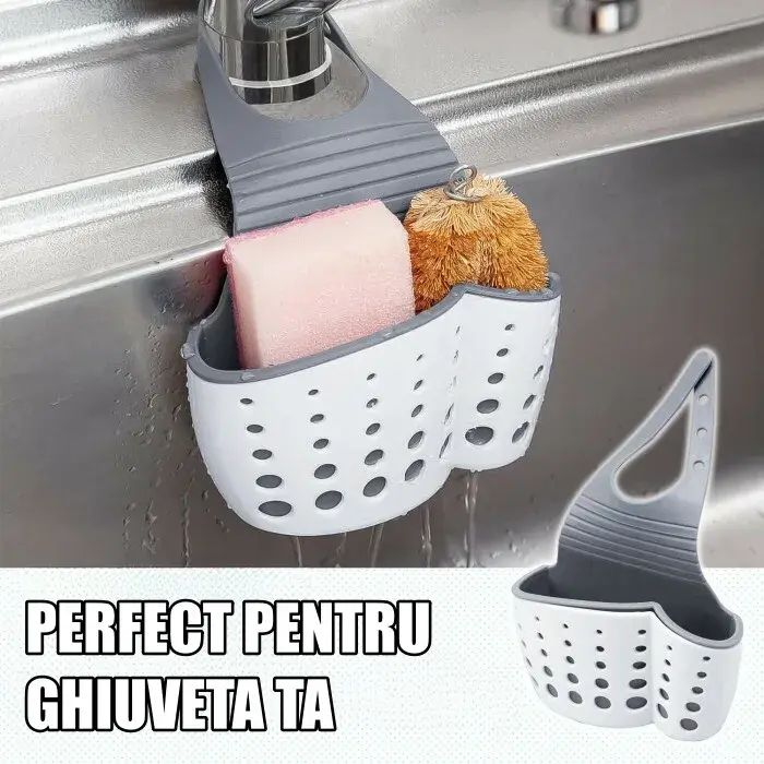 Suport Scurgere pentru Burete si Laveta de Vase Bucatarie, Curea Reglabila, Plastic Flexibil, 15x 5x (17)