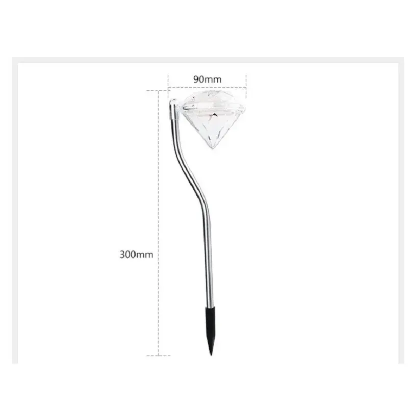 Lampa solara LED pentru Gradina, Set 4 Bucati, Tip Diamant, Inaltime 30 x 9 cm, 2V, ABS, 600mAh, Lumina Alb Calda, Argintiu (6)