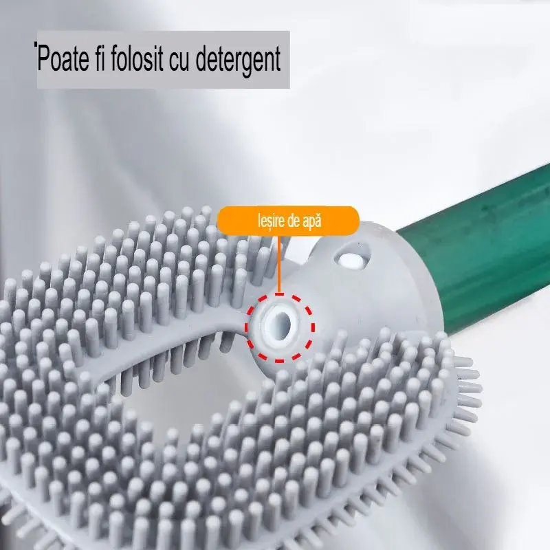 Perie de Toaleta, cu Recipient pentru Detergent, din Plastic+TPR, Montare fara Perforare, 40 x 9 cm, Verde (6)
