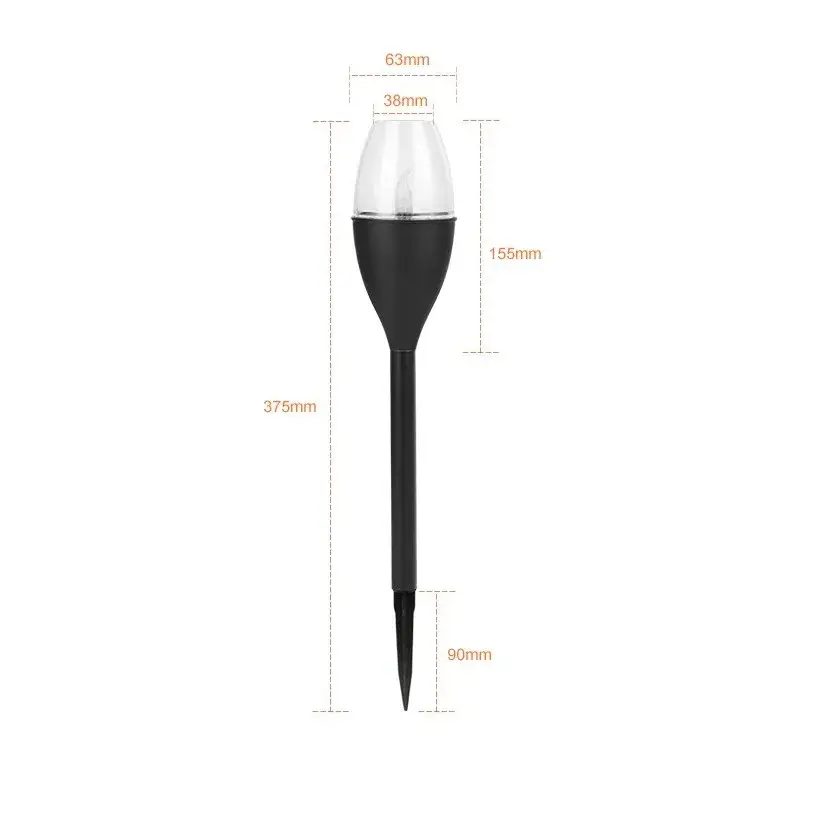 Lampa solara LED pentru gradina, Set 10 Bucati, Tip Pahar de Vin, Inaltime 37.5 cm, efect de flacara, PVC si ABS, 2V, 200mAh, Lumina Multicolora, Negru (5)
