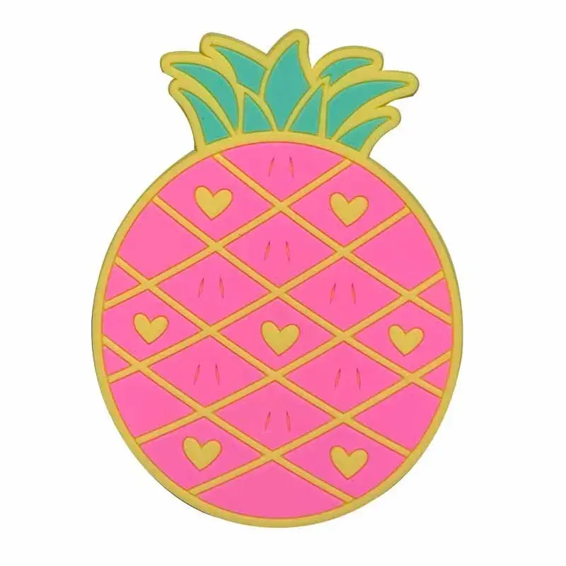 Suport pentru Pahar, Model Ananas, din PVC, 12 x 9 cm, Rezistent la Caldura, Roz