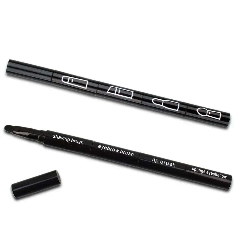 Set Pensule de Machiaj 4in1, pentru Fard, Sprancene si Buze, 16 cm, din Plastic, Negru (3)