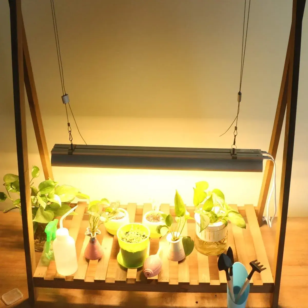 Lampa dubla pentru cresterea plantelor, 50 cm, T5, tehnologie LED, nu afecteaza plantele, potrivit pentru intregul ciclu de crestere, lumina alb calda (2)