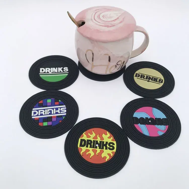Set 5 Suporturi pentru Pahare, Filppy, din PVC, Diametru 9 cm, Rezistent la Caldura, Multicolor (7)