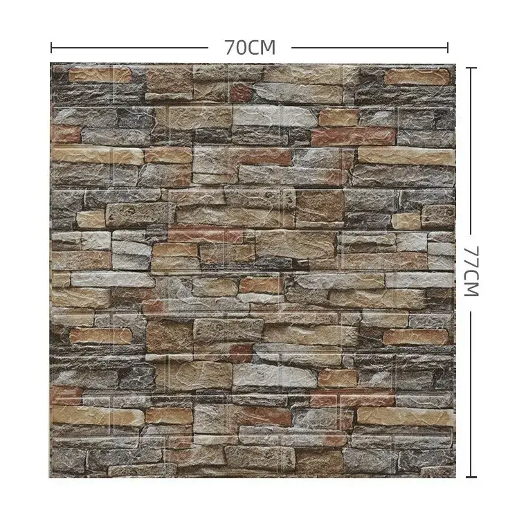 Set 10 Placi de Tapet, Autoadezive, 70 x 77 cm, 2.5 mm Grosime, Suprafata Acoperita 5.3 mp, din PVC, Model Caramida, Roscat (7)