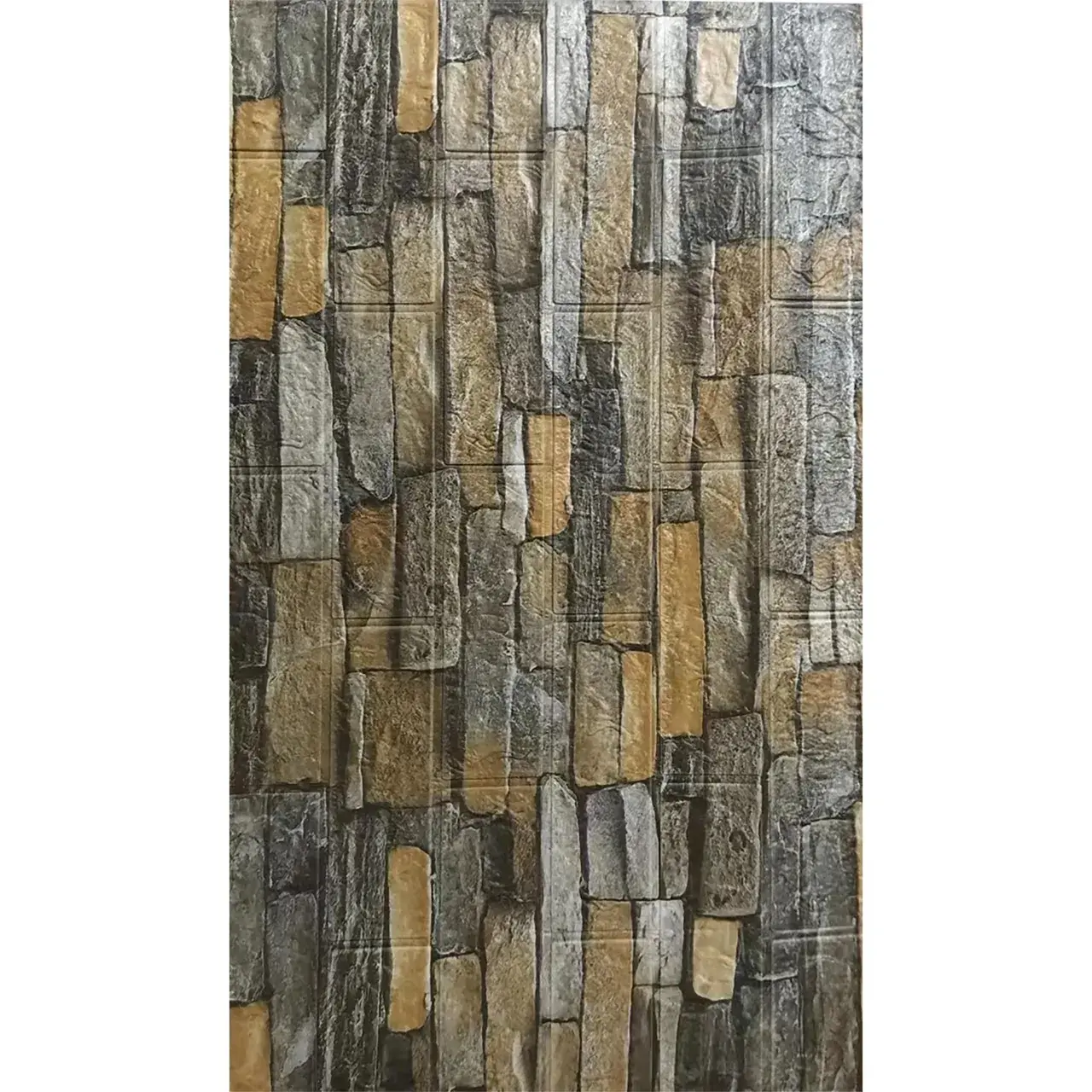 Set 10 Placi de Tapet, Autoadezive, 70 x 77 cm, 2.5 mm Grosime, Suprafata Acoperita 5.3 mp, din PVC, Model Caramida, Galben (2)