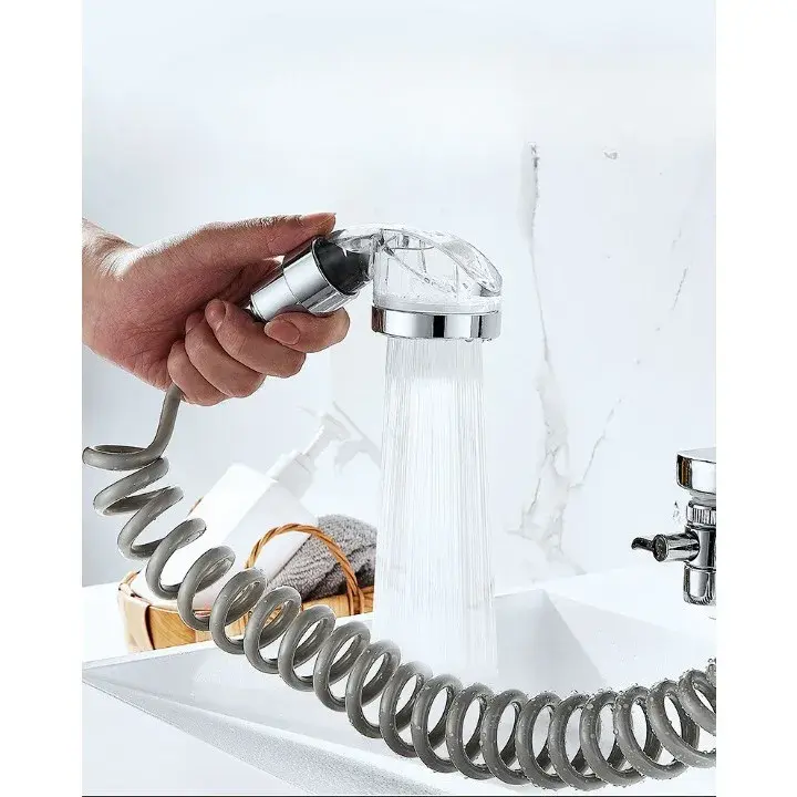 Set Extensie de Dus, pentru Baterie Baie sau Bucatarie, 4 Piese, Filtru de Ioni Negativi, Furtun Flexibil de 1.5 Metri, Argintiu (8)