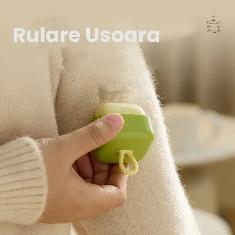 Rola pentru scame, Indreptator de Scame Laviabila, forma de Cub din plastic, Portabil si Dragut 6 x 4.3 x 4.3 cm, Verde Matcha (2)