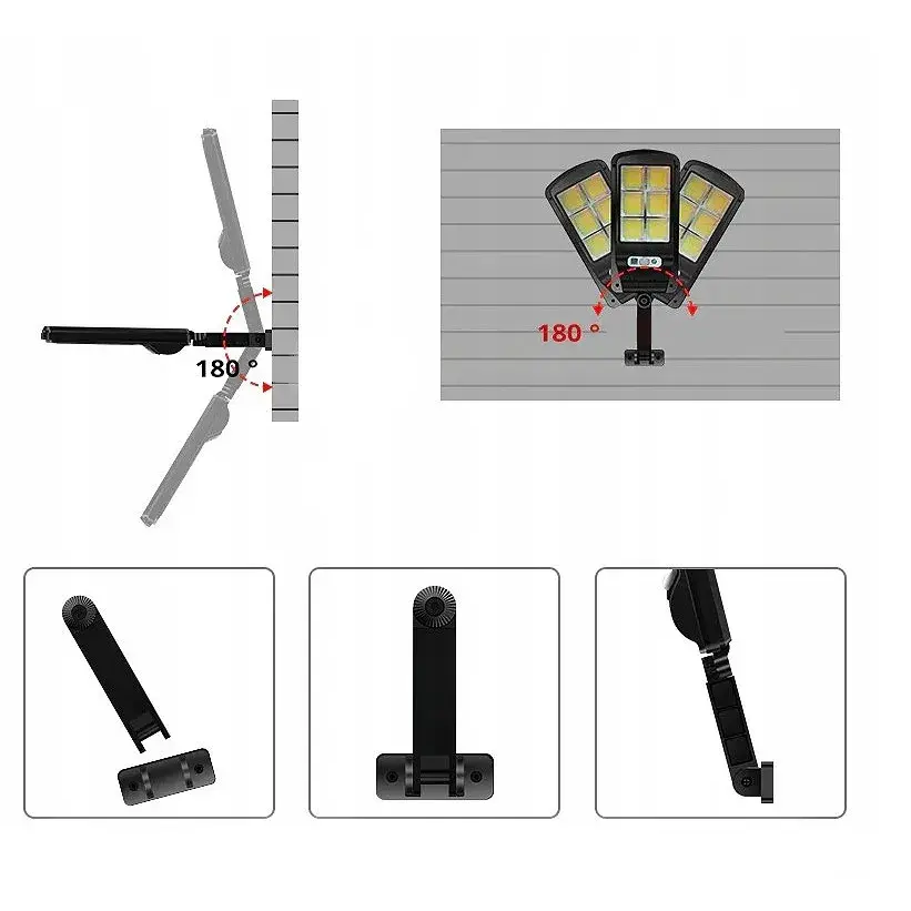 Lampa Solara De Exterior LED, 36 cm x 11.5 cm, kit montare inclus, 2880 Lumeni 120 COB LED 24 W - echivalent 192 W bec incadescent, IP65, Senzor de Miscare, 3 moduri de iluminare, Senzor de Lumina, 10 Grile, Alb Rece (8)