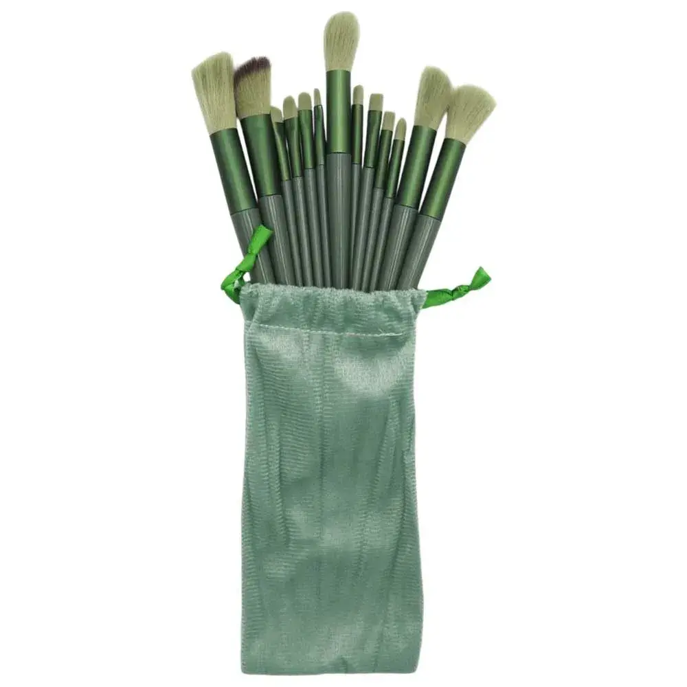 Set 13 pensule pentru machiaj, super soft, makeup profesional/incepatori, verde (2)