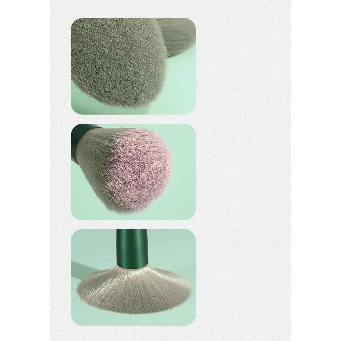 Set 13 pensule pentru machiaj, super soft, makeup profesional/incepatori, verde (8)