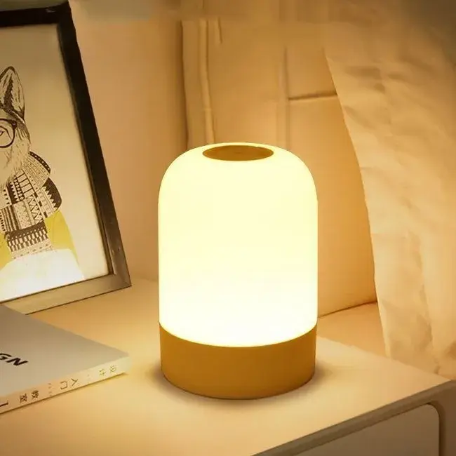 Lampa LED Reincarcabila, Control tactil, Lumina in 3 culori albe, Lampa pentru Dormitor, 16 Culori RGB, Lumina de Noapte in Camera Copiilor, 11 x 8 x 8 cm, Alb (2)