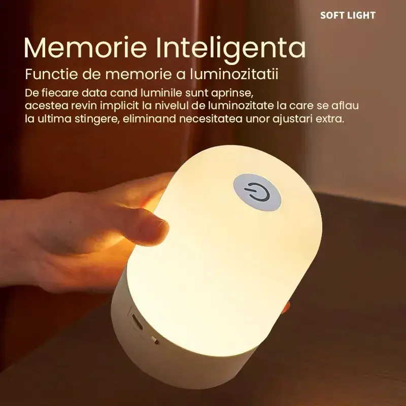 Lampa LED Reincarcabila, Control tactil, Lumina in 3 culori albe, Lampa pentru Dormitor, 16 Culori RGB, Lumina de Noapte in Camera Copiilor, 11 x 8 x 8 cm, Alb (5)