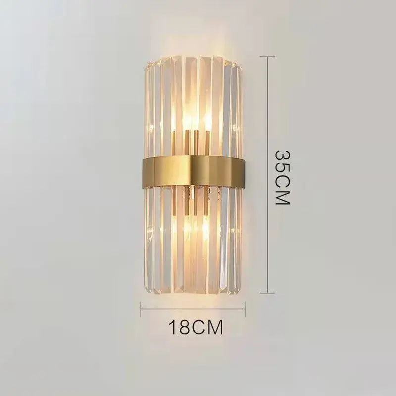 Lampa de Perete in Interior, Lampa de Lux pentru Decor de Interior, Corp de Iluminat Tip aplica, din Inox Auriu si Cristal, Lumina Calda Rece Neutra, 35 x 18 cm, Ideal pentru Camere Mici si Medii, Transparent Auriu (4)