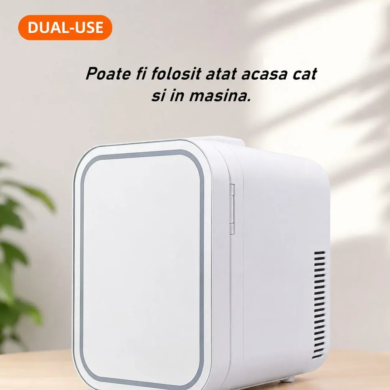 Mini Frigider pentru Cosmetice, Dubla Functie de Incalzire Racire, Portabil, 32 x 25 x 24.5 cm, Volum 12L, Alb (5)