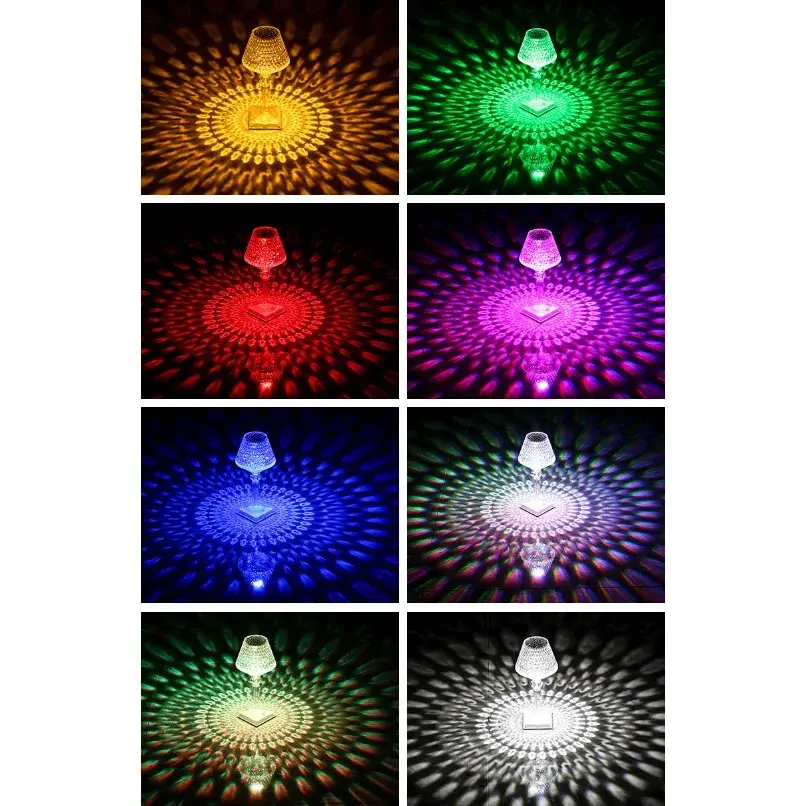 Lampa de birou pe LED RGB 16, dimmer tactil, 3 nivele de intensitate, incarcare USB, 3W, Cristal Acrilic, cu telecomanda, forma pahar, transparent (5)