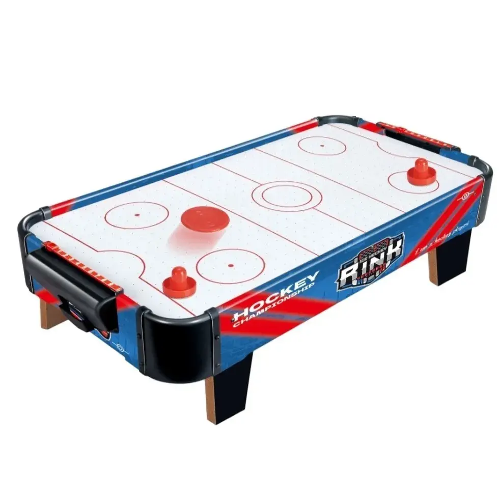 Masa Air Hockey Graffiti cu Picioare Scurte, PVC, 2 Pucuri, Tabela Scor, 2 Impingatoare, 76x38x21.5 cm, Albastru