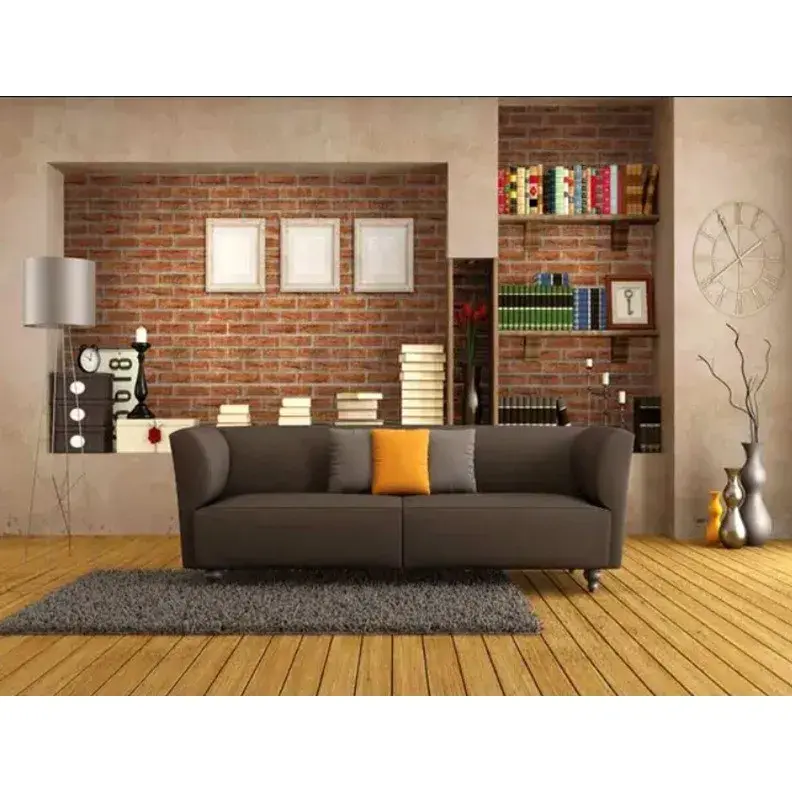 Set 10 Placi de Tapet, Autoadezive, 70 x 77 cm, 2.5 mm Grosime, Suprafata Acoperita 5.3 mp, din PVC, Model Caramida, Maro (6)