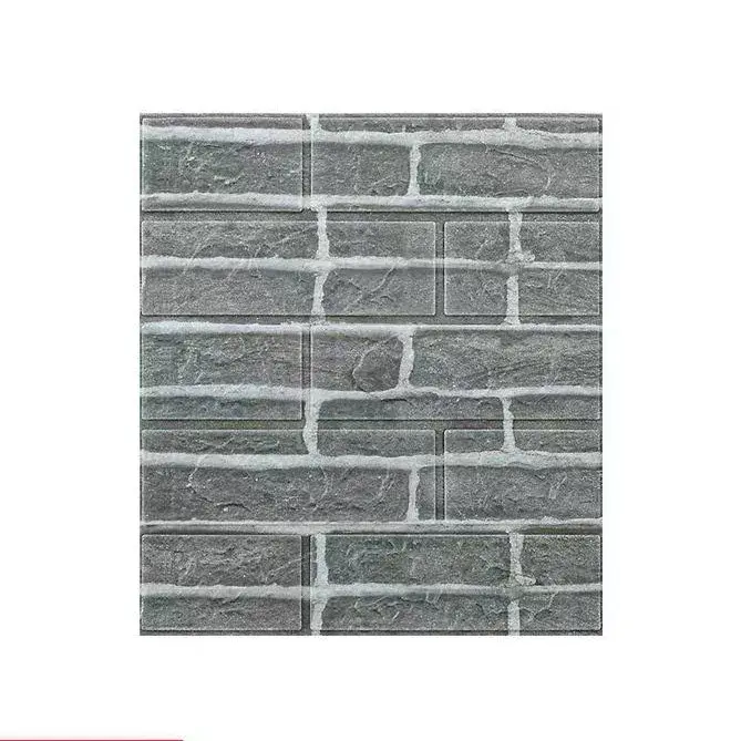Set 10 Placi Tapet 3D, 35 x 38 cm, Grosime 3 mm, din Polietilena, Model Caramida, Suprafata acoperita 1.33 mp, Gri
