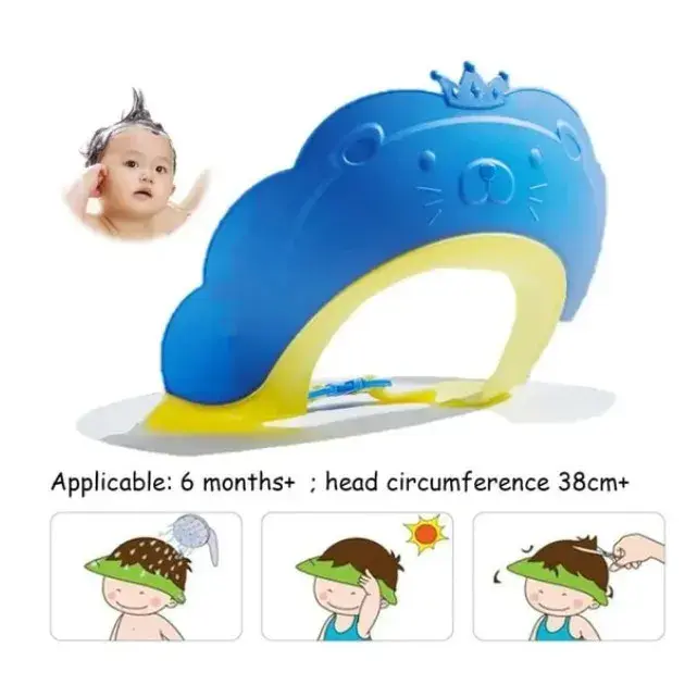 Viziera de Protectie Baie Pentru Copii, Fippy, Model Coronita Leu, Dimensiune ajustabila, Durabil, Usor de curatat, Impotriva Samponului, pentru Ochi si Urechi, TPE+PP, 21x20.5 cm, Albastru (4)