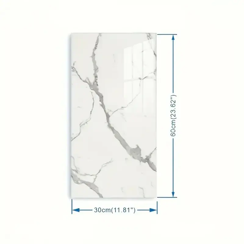 Set 10 Placi Tapet, 60 x 30 cm, Grosime 1.5 mm, din PVC, Model Imitatie de Marmura, Suprafata acoperita 1.8 mp, Gri Deschis (3)