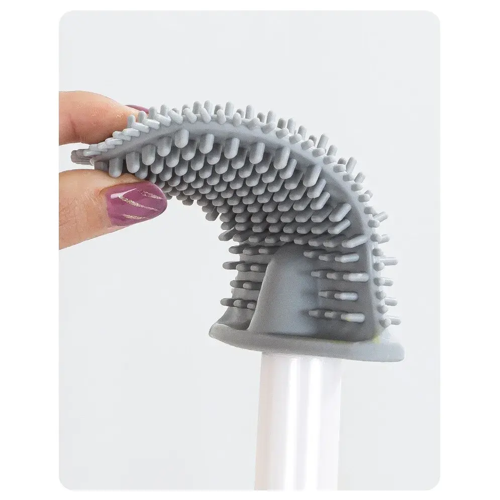 Perie de Toaleta, cu Recipient pentru Lichid, perie din TPR, Montare fara Perfoare, 12 x 6.5 x 40 cm, Gri (4)