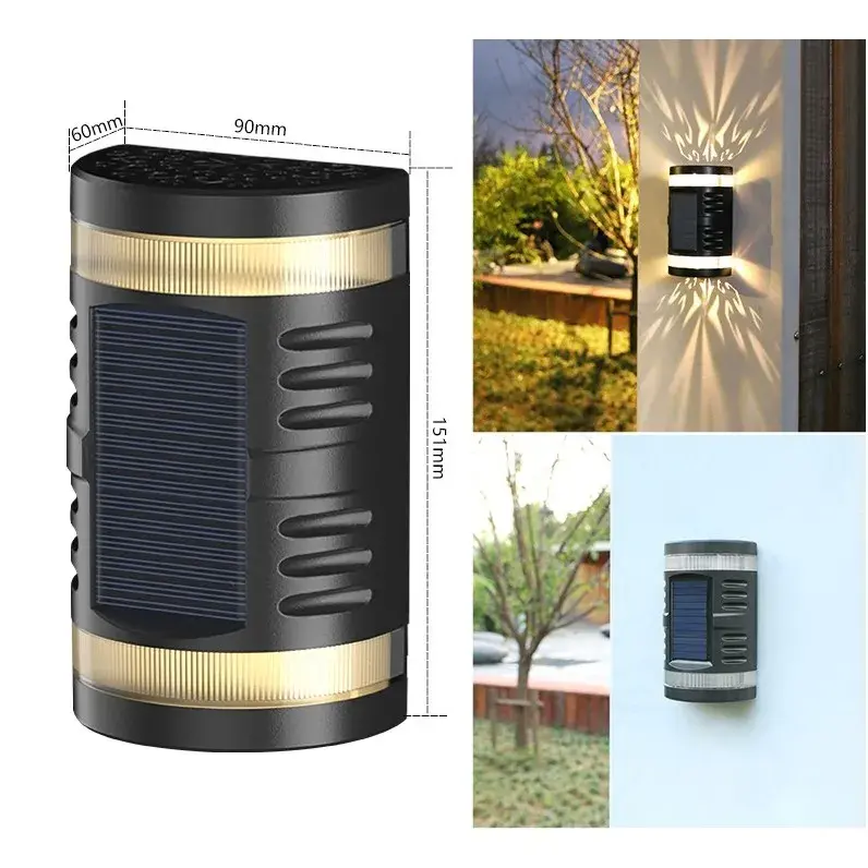 Lampa solara LED decorativa cu lumina bidirectionala, IP65, 1.2V, 600mah, 15.1 x 9 x 6 cm, material ABS, alb cald (3)
