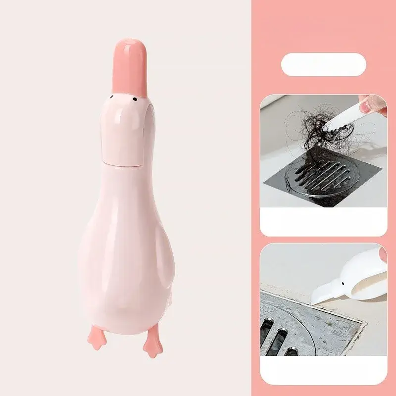 Cleste Multifunctional, 2in1, Cleste pentru Parul Cazut si Mini Racleta pentru Depuneri, din ABS, Model Rata, Roz (4)