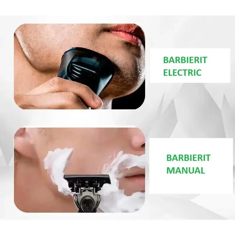 Aparat de Ras Manual, din Otel Inoxidabil, Suport Lama + Capete de Schimb Incluse, Cutie pentru Lame, Negru (4)
