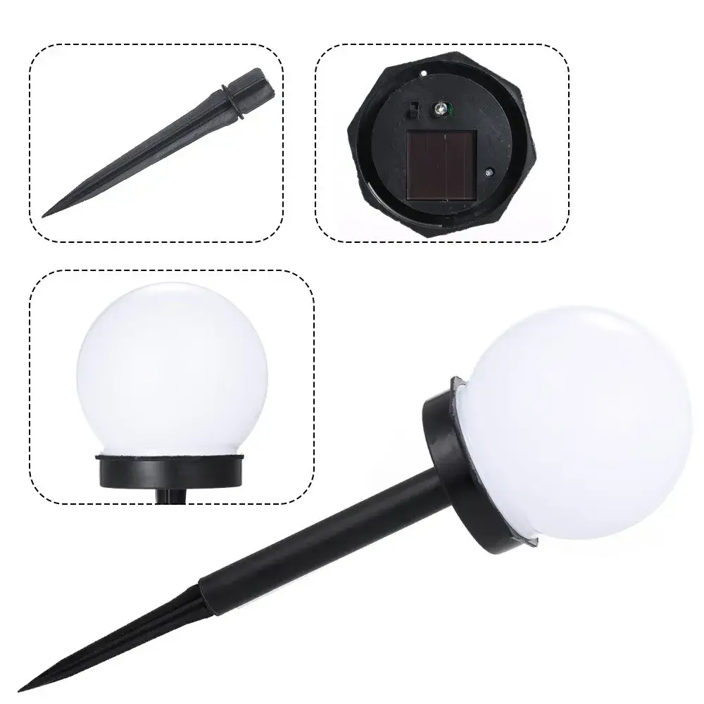 Lampa solara LED pentru Gradina, Set 2 Bucati, Tip Glob/Sferica, 37 cm, Diametru 10 cm, Buton On-Off, Multicolor, Negru/Alb (6)